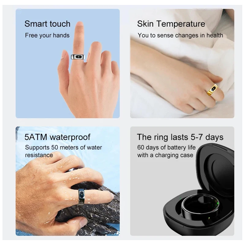 Smart Ring with Charging Case  - Temperature Ring Skin のレビューと価格