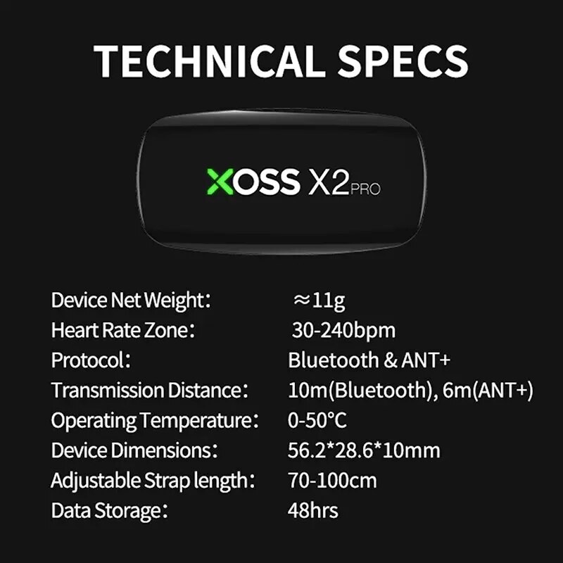 XOSS X2 Pro Chest Strap Heart  - Breath Rate Monitor のレビューと価格