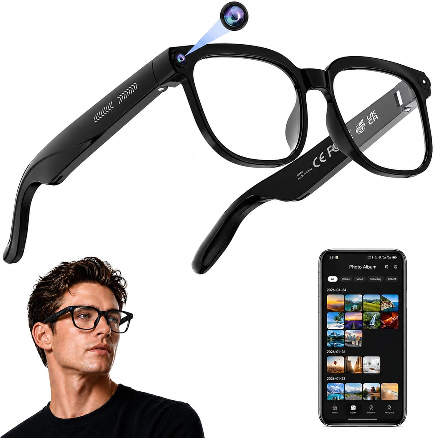 AI Smart Glasses: 4K Camera, R - Smart Glasses Lens のレビューと価格