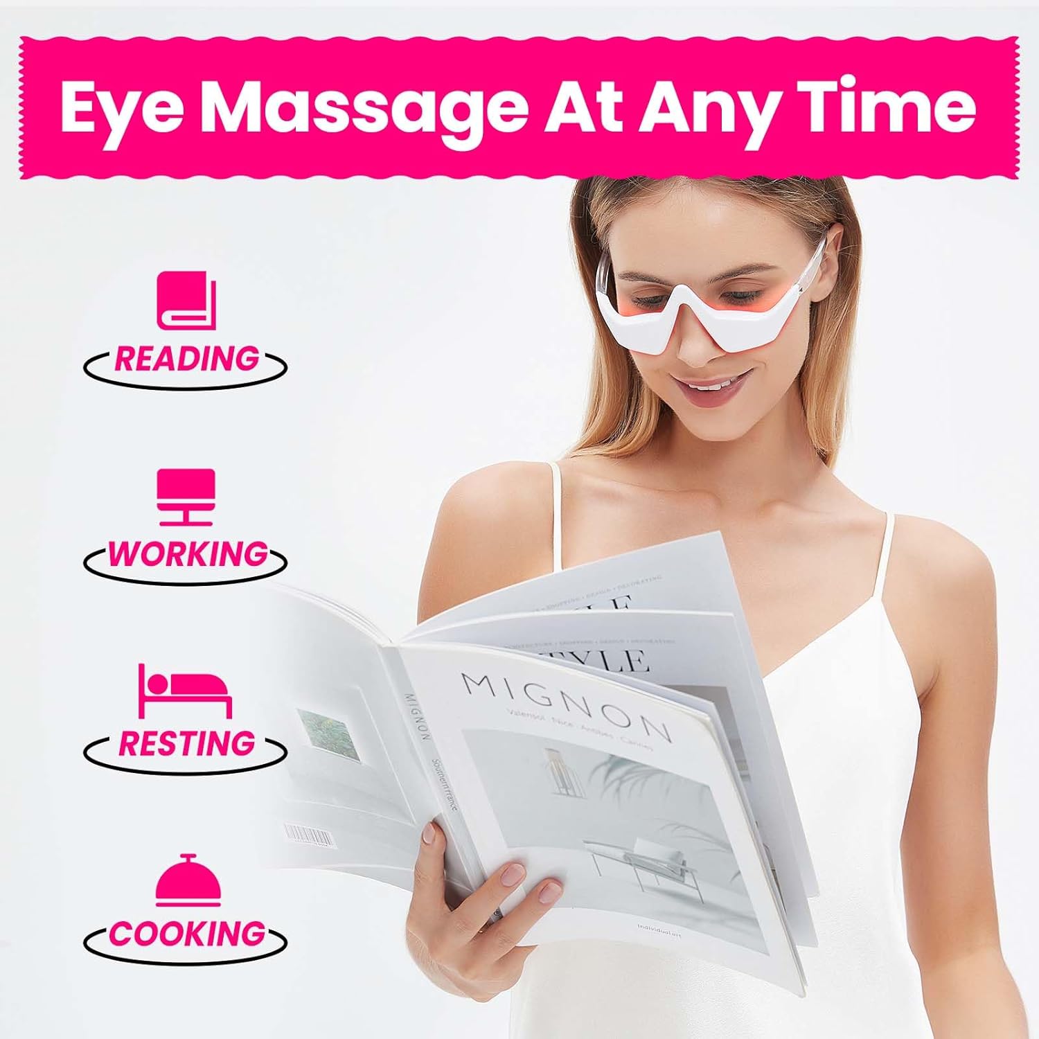 Microcurrent EMS Eye Massager  - Light Therapy Glasses のレビューと価格